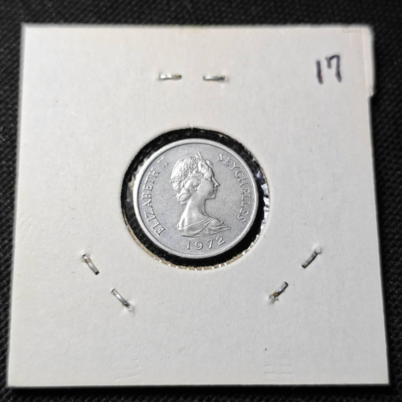 KK钱币收藏小铺  第368场  2月预留时间 周末发货  1972塞舌尔2分纪念币