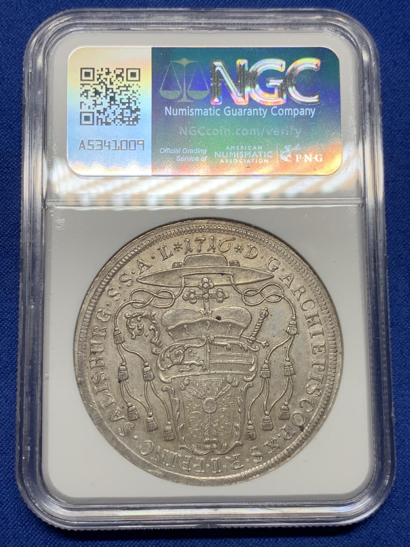 《竞宝斋》第437场 周日，周一2场连拍 （全场包邮） 唯一冠军分 NGC MS62 萨尔茨堡主教区 1716年 安东尼亲王 泰勒大银币 很多年都看不到一个品种 也是唯一入盒的有分的