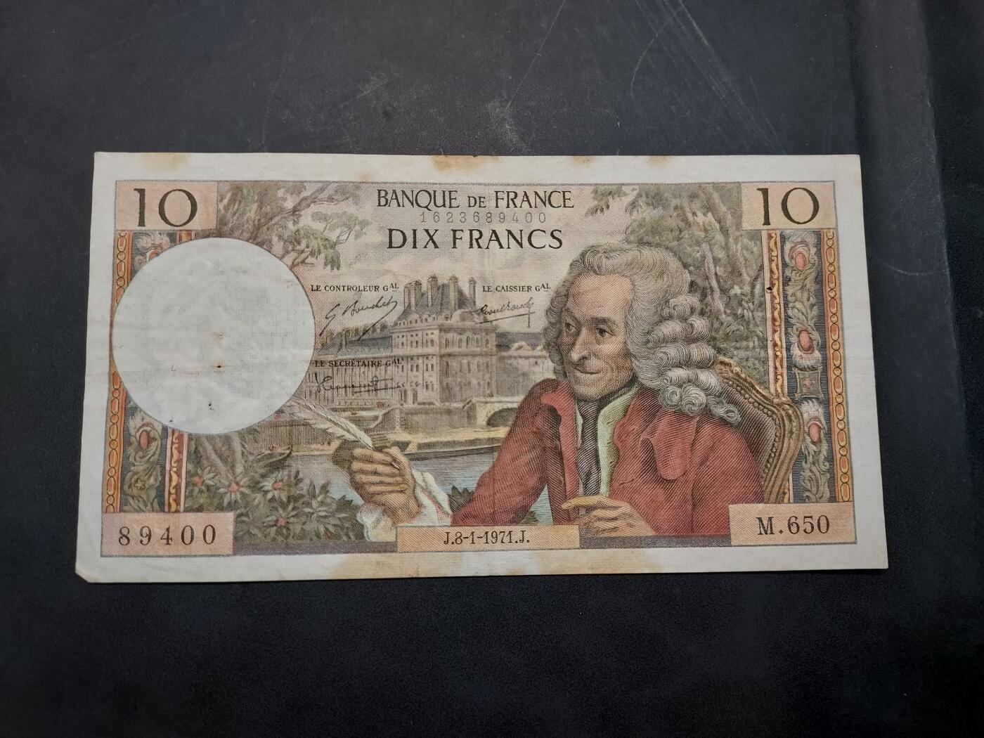 博彦收藏  11月15日 8点 钱币专场 法国旧版10法郎 有订书机孔 流通品