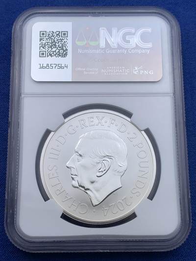 《竞宝斋》第437场 周日，周一2场连拍 （全场包邮） NGC REVERSE PF69 英国2024年不列颠女神2镑1盎司反向精制银币 极少见品种