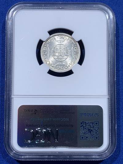 《竞宝斋》第437场 周日，周一2场连拍 （全场包邮） NGC MS62 葡属莫桑比克 1960年 5埃斯库多银币 卷拆品 低评 葡系必备