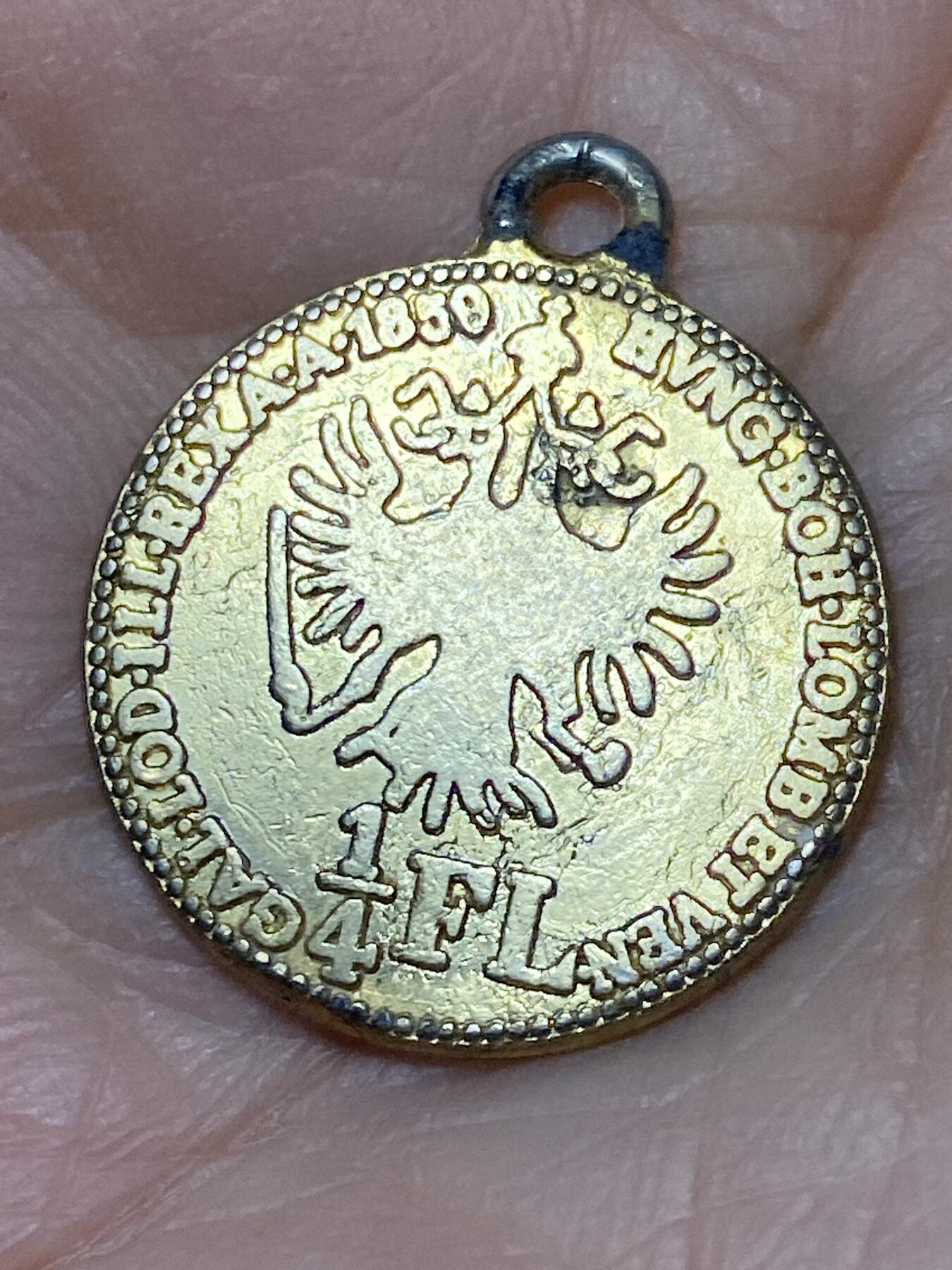 2025年第一百二十七场(总第一百五十三场）外国好品章牌、散币(免佣金) 奥地利1859年1/4福林代币，重2.27克(哈布斯堡代币)