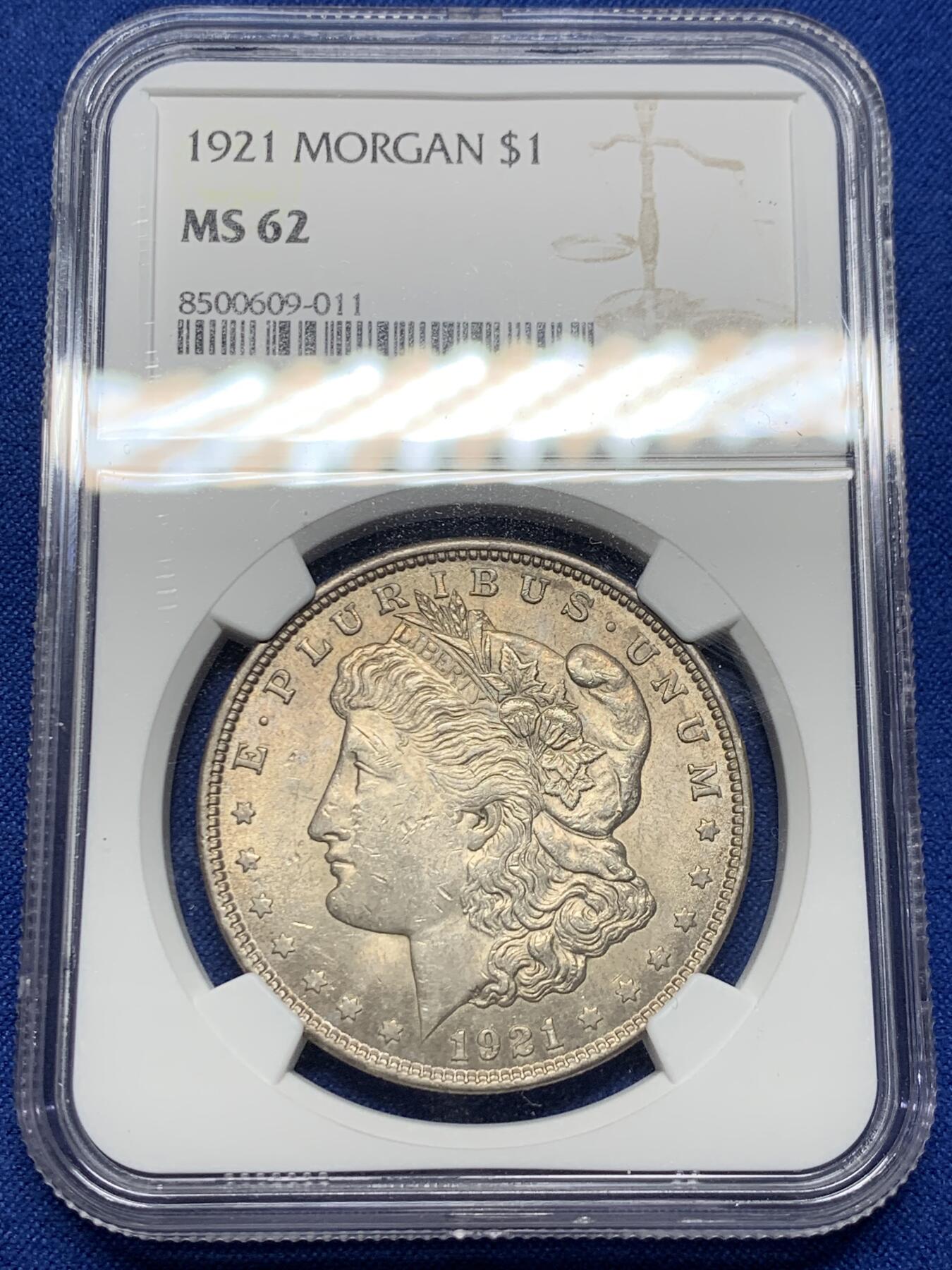 《竞宝斋》第437场 周日，周一2场连拍 （全场包邮） NGC MS62 美国1921年摩根一美元银币