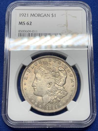 《竞宝斋》第437场 周日，周一2场连拍 （全场包邮） - NGC MS62 美国1921年摩根一美元银币