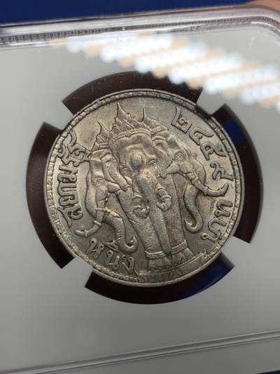 《竞宝斋》第437场 周日，周一2场连拍 （全场包邮） NGC AU58 泰国 1916年 拉玛六世 1泰铢 大象银币 好品老包浆