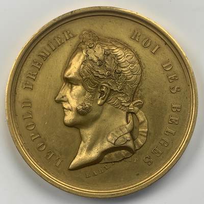 掌中浮雕-藏着的欧洲第041场 - 1847年比利时利奥波德一世镀金铜章，45mm