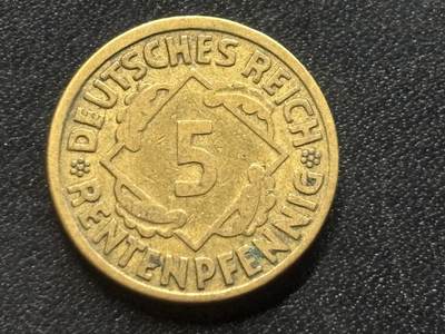 邮泉阁限时拍卖第三十五场 德国硬币专场（硬币在国外。请付邮费6元。） 德国魏玛共和国地租马克5芬尼G版