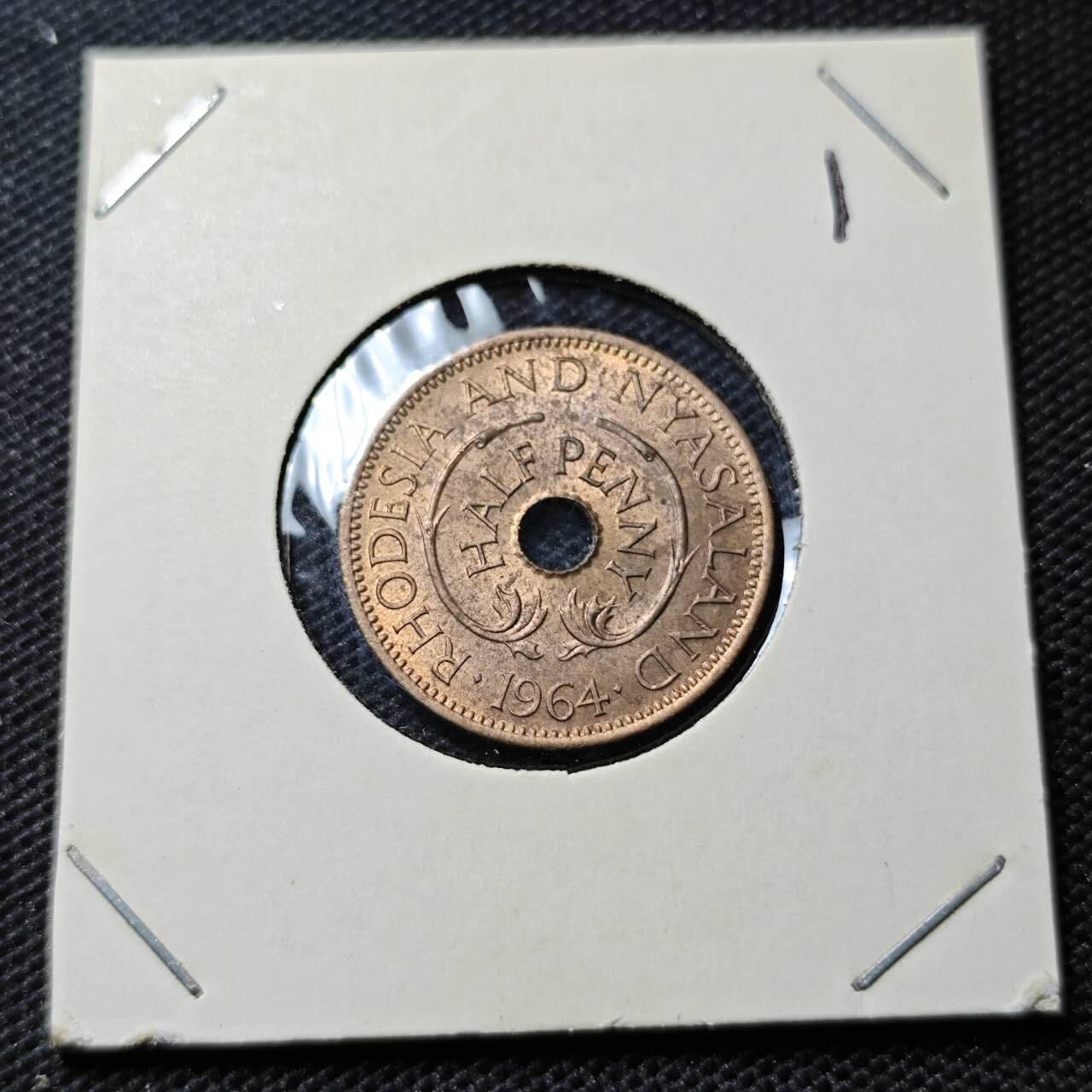 KK钱币收藏小铺  第368场  2月预留时间 周末发货  1964罗得西亚0.5便士 好品