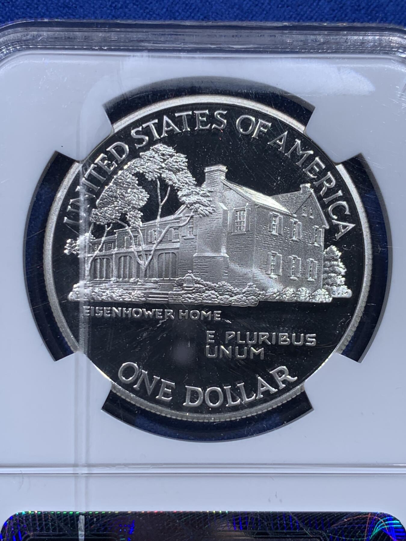 《竞宝斋》第437场 周日，周一2场连拍 （全场包邮） NGC PF69UC 美国1990年艾森豪威尔1美元精制银币