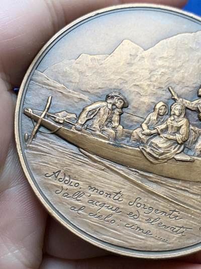 《竞宝斋》第437场 周日，周一2场连拍 （全场包邮） 文学巨匠亚历山德罗·曼佐尼纪念章 86.4克 59.8mm