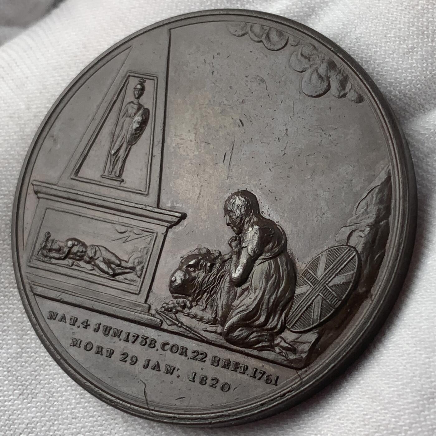 掌中浮雕-藏着的欧洲第041场 1820年英王乔治三世逝世纪念章，41mm，目录编号BHM997