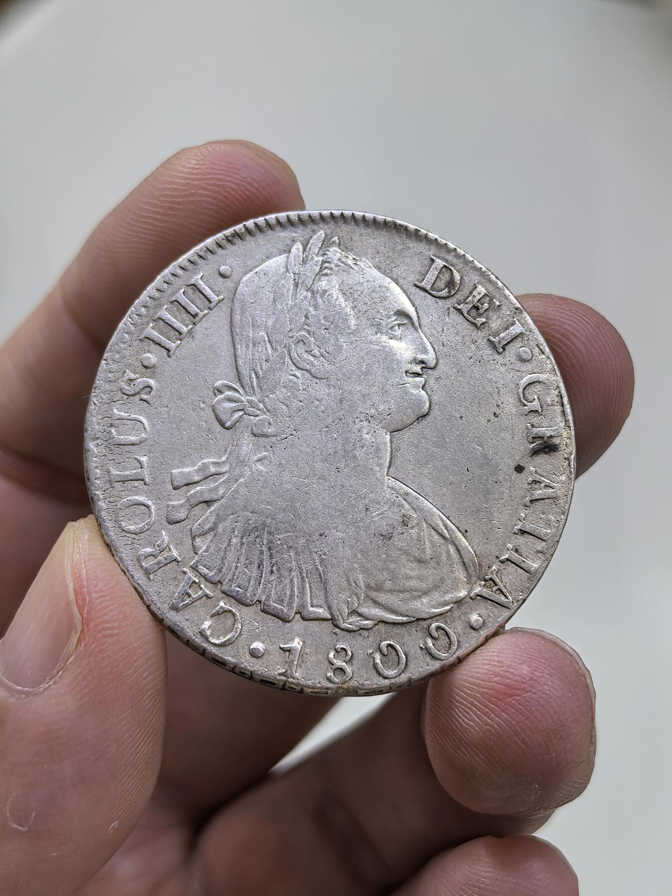 博洋堂世界钱币拍卖第146期（全场包邮） 西属秘鲁1800年卡洛斯四世8瑞尔老双柱银币