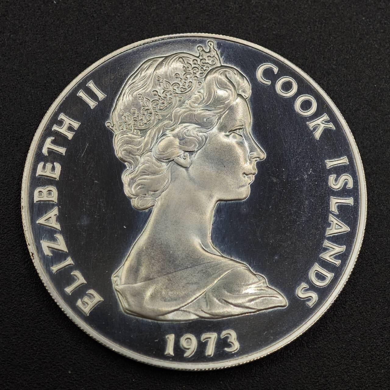 【淘币小摊】实时拍第七百九十五拍   银币套币场   满百包邮可预留二周 每周一统一发货   库克群岛1973年女王加冕20周年2元精制银币 重25.7克925银 银价261