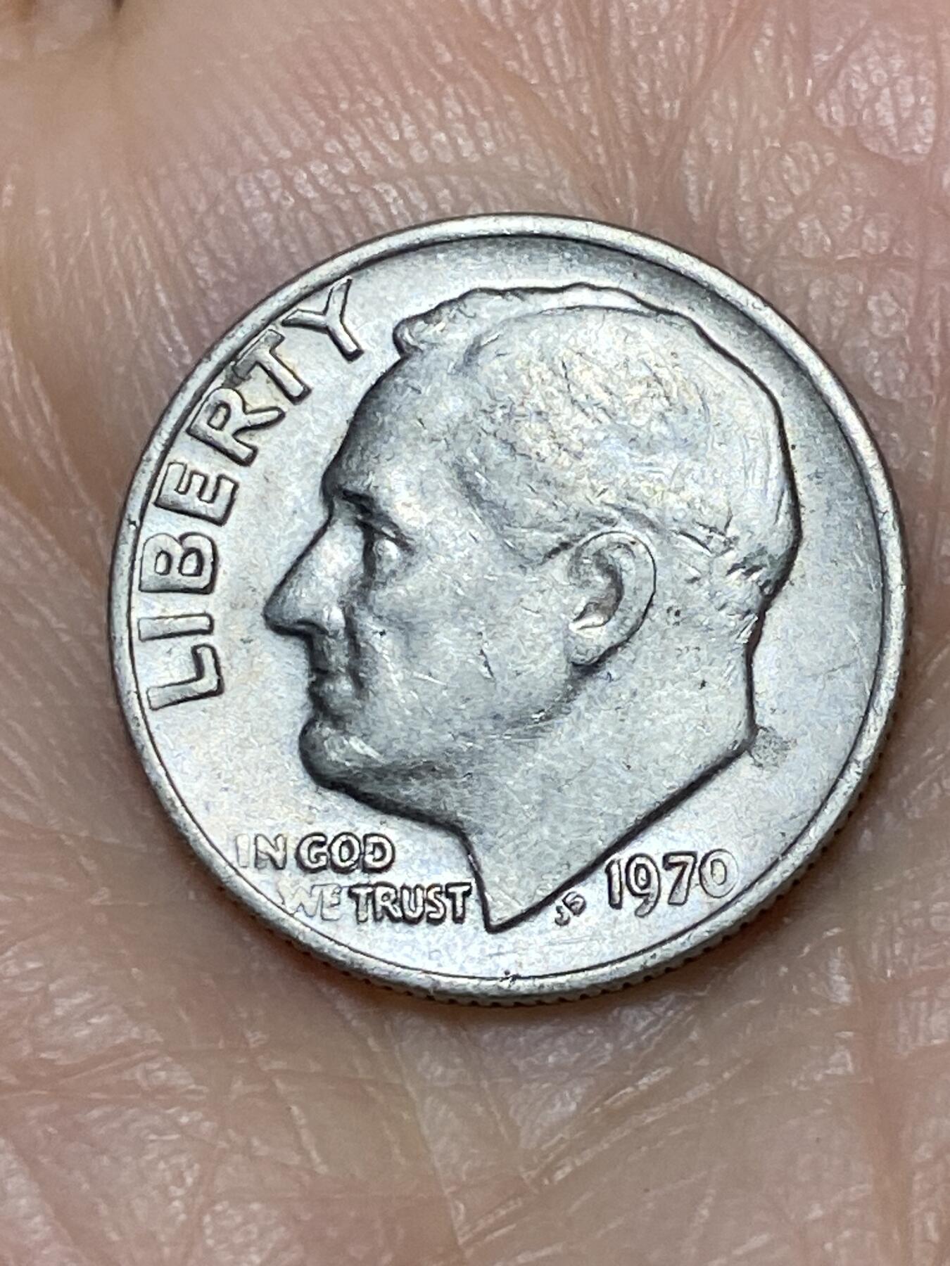 2025年第一百二十七场(总第一百五十三场）外国好品章牌、散币(免佣金) 美国🇺🇸1970年1角(罗斯福1角第二版，无标版)