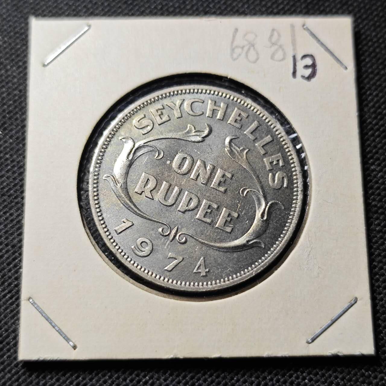 KK钱币收藏小铺  第368场  2月预留时间 周末发货  1974塞舌尔1卢比 好品