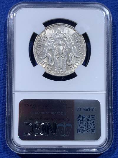 《竞宝斋》第437场 周日，周一2场连拍 （全场包邮） NGC MS62 泰国1916年拉玛六世1铢银币 原光深打 热门品种
