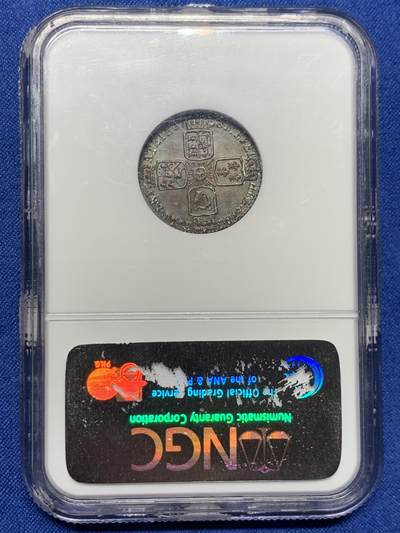 《竞宝斋》第437场 周日，周一2场连拍 （全场包邮） NGC MS63 英国 1758年 乔治二世末年六便士银币 双面原味深彩包浆 镜面感十足 没有黑麻子 全深打 值得关注