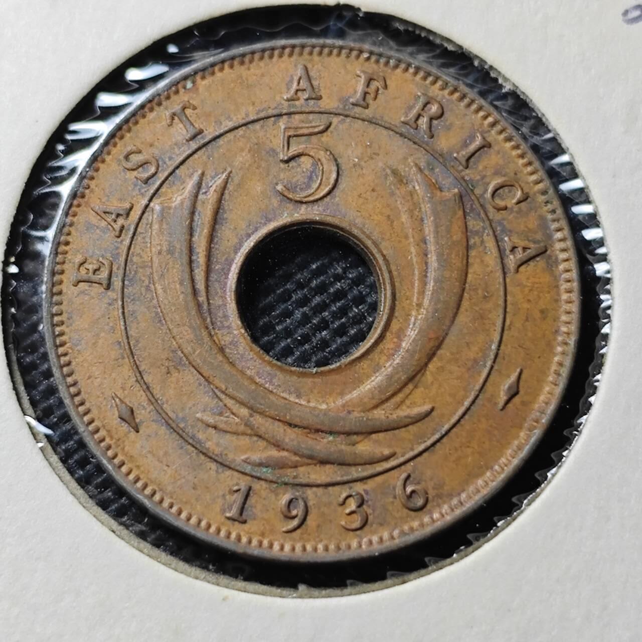 KK钱币收藏小铺  第368场  2月预留时间 周末发货  1936英属东非5分