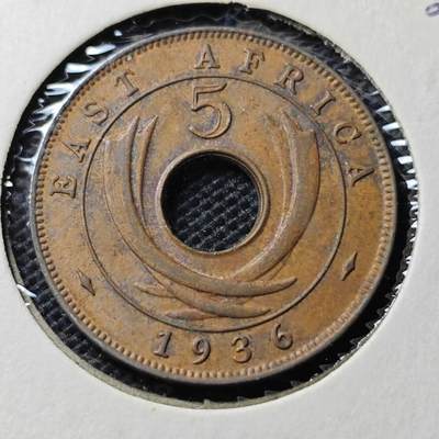 KK钱币收藏小铺  第368场  2月预留时间 周末发货 -  1936英属东非5分