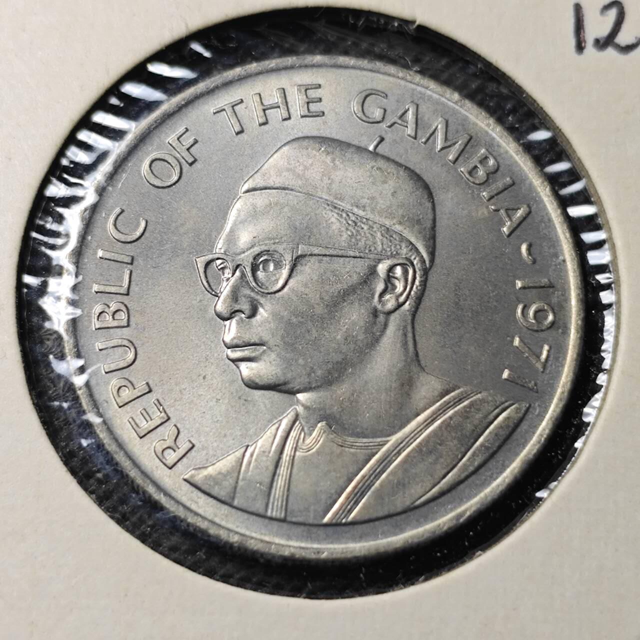 KK钱币收藏小铺  第368场  2月预留时间 周末发货  1971冈比亚50分 好品