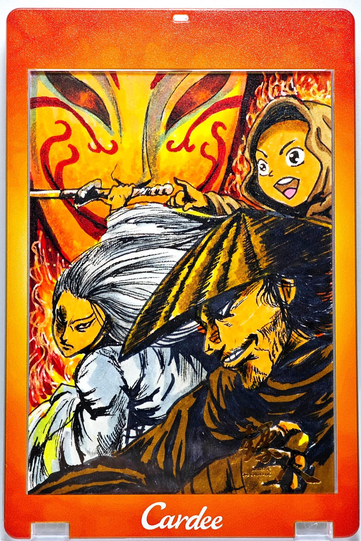 白泽拍卖卡牌手绘专场第28期（细雨生寒、寻梅闻香） 2025 卡星手绘卡 镖人 刀马与知世郎的初次相遇  铜币亲签 卡砖封装