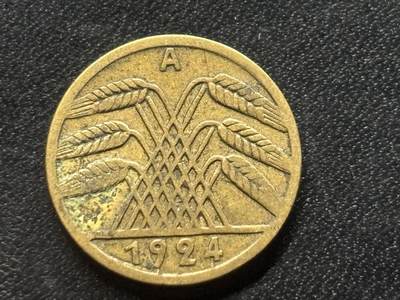 邮泉阁限时拍卖第三十五场 德国硬币专场（硬币在国外。请付邮费6元。） - 德国魏玛共和国地租马克1924元5芬尼A版