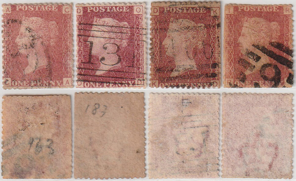 洪涛臻品批发群 精选邮票限时拍卖第1169期  红便士一组 CA票位 158版号, OD票位 122版号, KD票位 183版号,RI票位 163版号， 一百多年的世界第一套古典邮票 保真