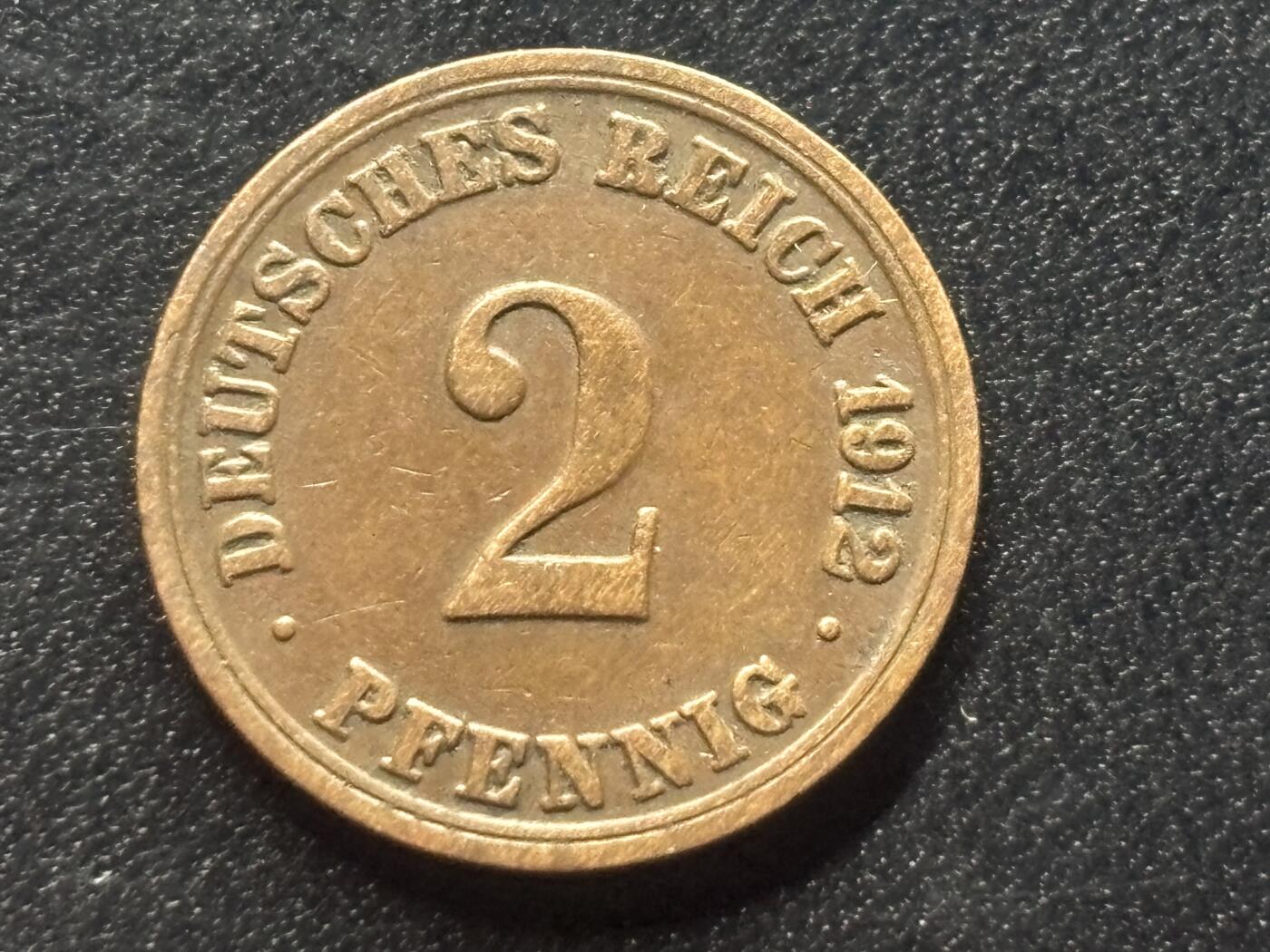 邮泉阁限时拍卖第三十五场 德国硬币专场（硬币在国外。请付邮费6元。） 德意志帝国1912年2芬尼A版