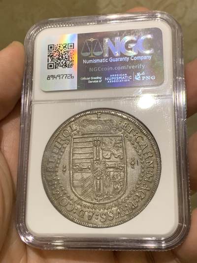 《竞宝斋》第437场 周日，周一2场连拍 （全场包邮） 唯一冠军分 NGC MS64+ 神圣罗马帝国 奥地利 1618年 马克西米利安三世伯爵 泰勒大银币 深打包浆币 400年岁月的沉淀 极好