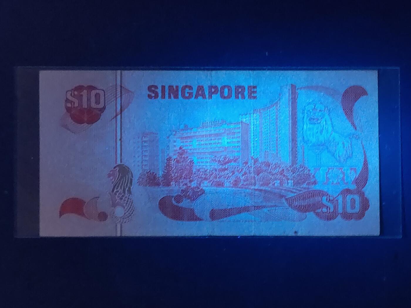 中外各国钞、纪念钞、券专场（第三十三场） 新加坡10元纸币 1979-80年 鸟版 亚洲钱币 有软折，介意勿拍