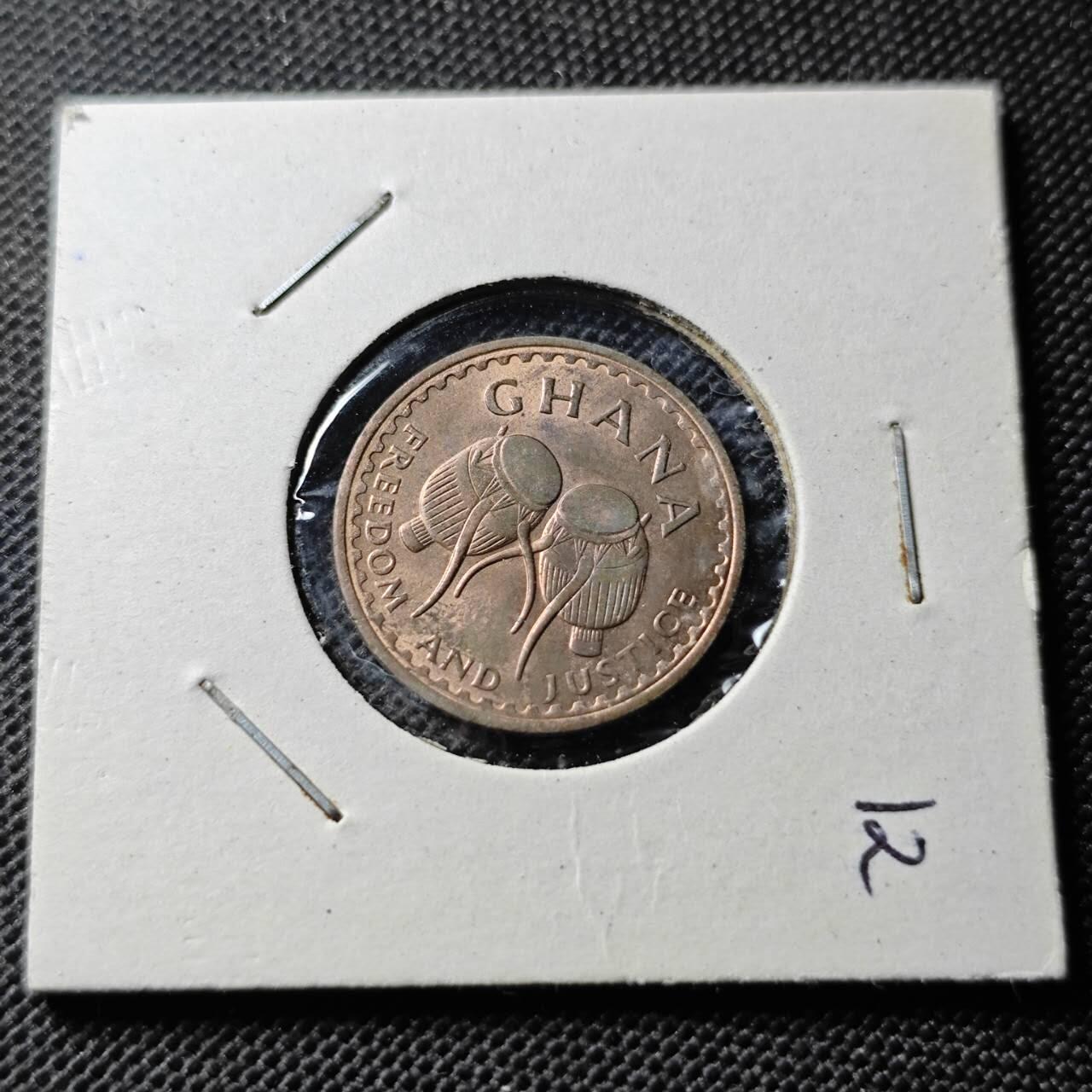 KK钱币收藏小铺  第368场  2月预留时间 周末发货  1967加纳0.5比塞瓦铜币 好品