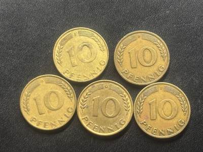 邮泉阁限时拍卖第三十五场 德国硬币专场（硬币在国外。请付邮费6元。） - 西德（联邦德国）1949年10芬尼全厂别