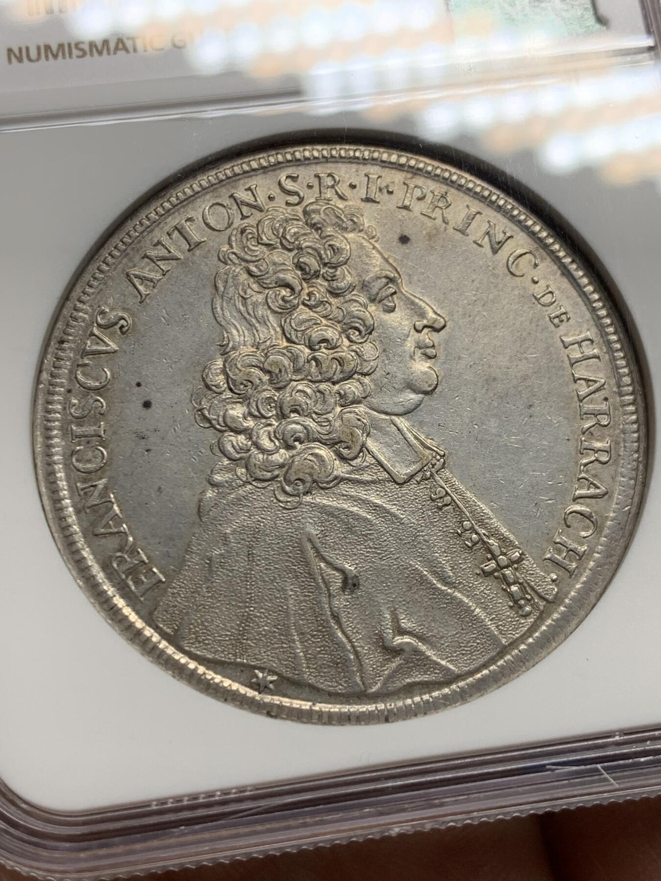 《竞宝斋》第437场 周日，周一2场连拍 （全场包邮） 唯一冠军分 NGC MS62 萨尔茨堡主教区 1716年 安东尼亲王 泰勒大银币 很多年都看不到一个品种 也是唯一入盒的有分的