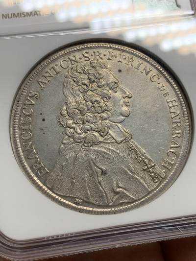 《竞宝斋》第437场 周日，周一2场连拍 （全场包邮） 唯一冠军分 NGC MS62 萨尔茨堡主教区 1716年 安东尼亲王 泰勒大银币 很多年都看不到一个品种 也是唯一入盒的有分的