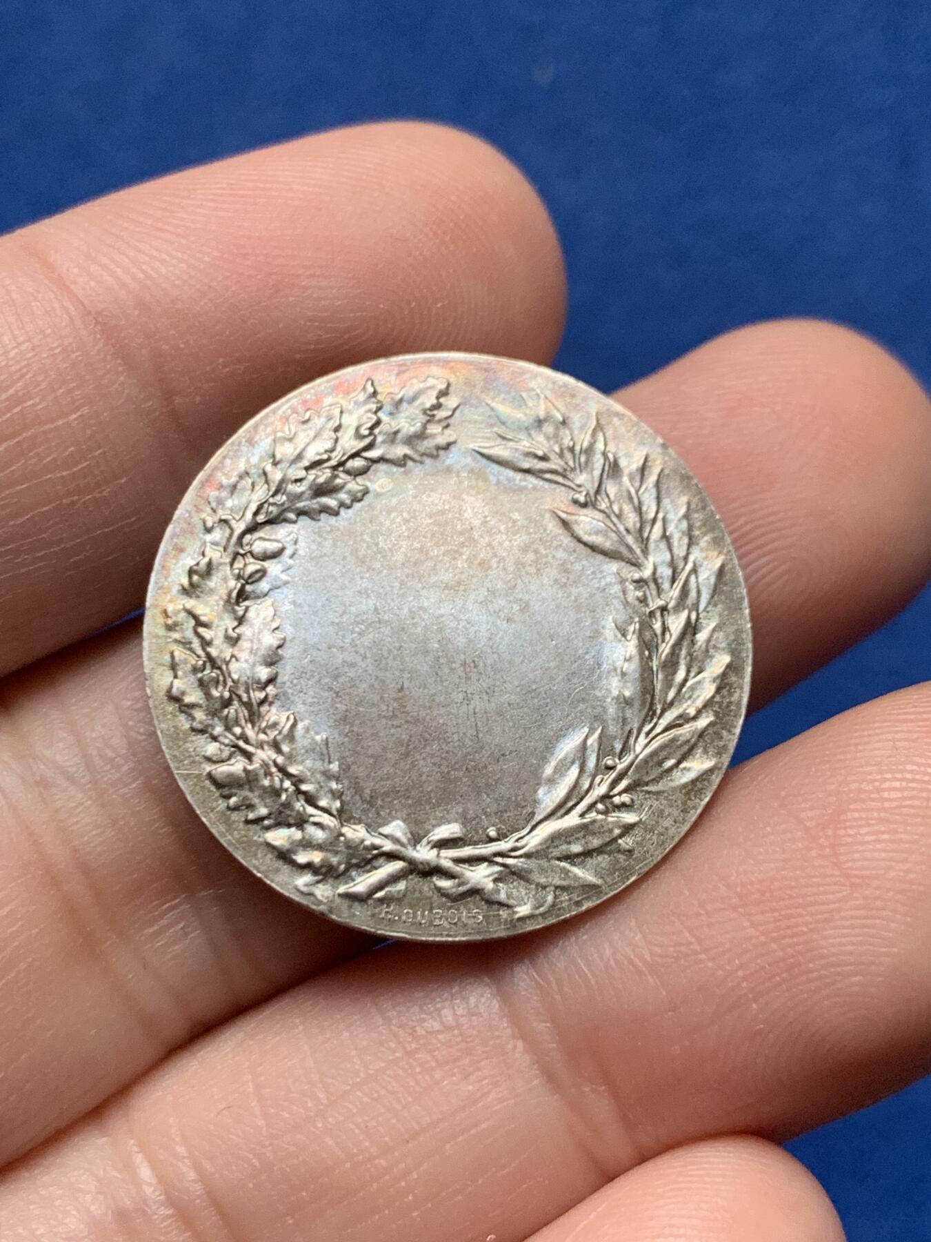 《竞宝斋》第437场 周日，周一2场连拍 （全场包邮） 法国海事保险镀银铜章 9.15克 26.6mm