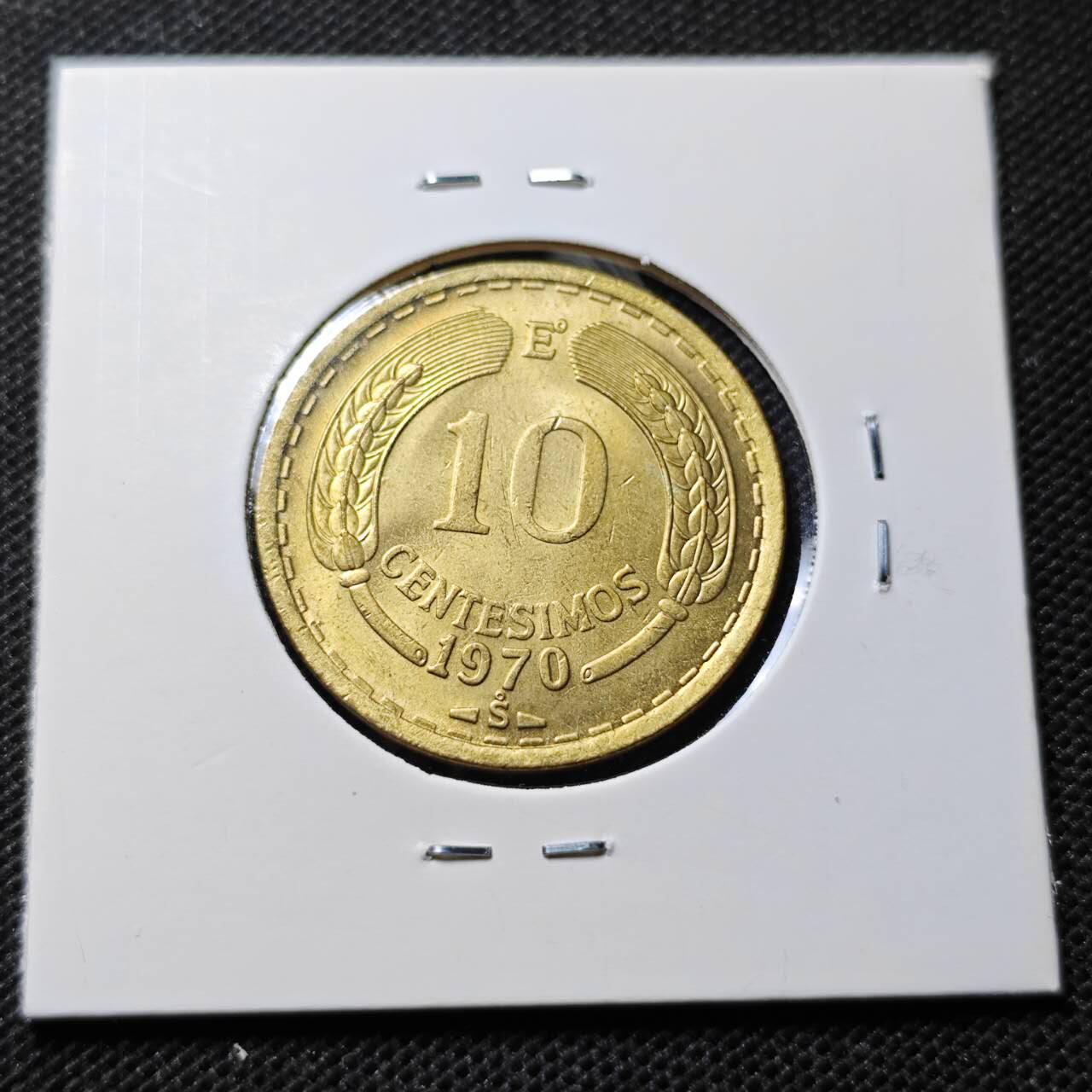 KK钱币收藏小铺  第368场  2月预留时间 周末发货  1970智利10分铜币 好品飞鹰铜币