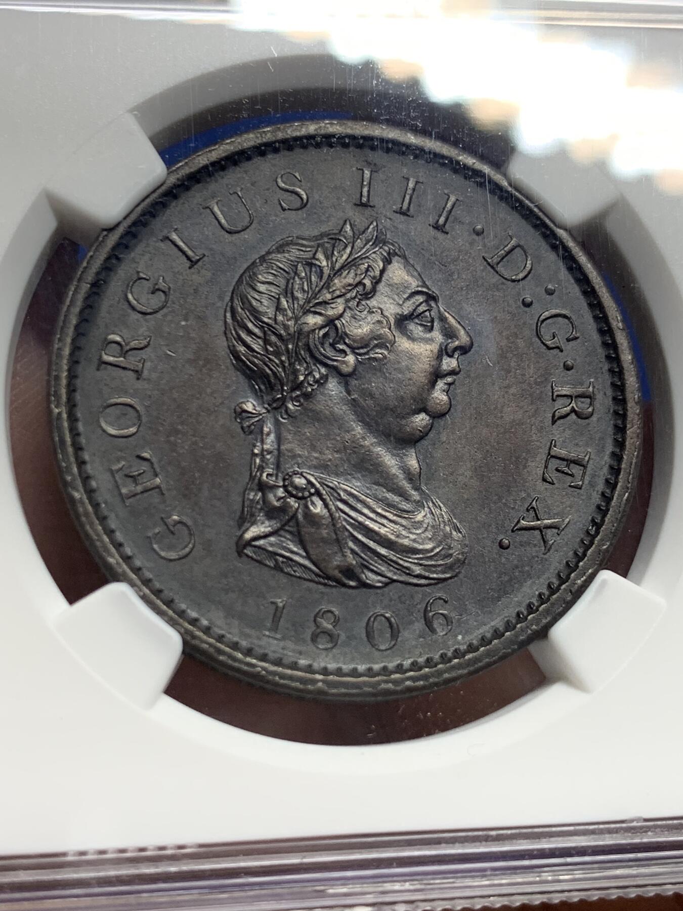 《竞宝斋》第437场 周日，周一2场连拍 （全场包邮） NGC UNCD 英国 1806年 乔治三世 1便士铜币 SOHO厂经典出品