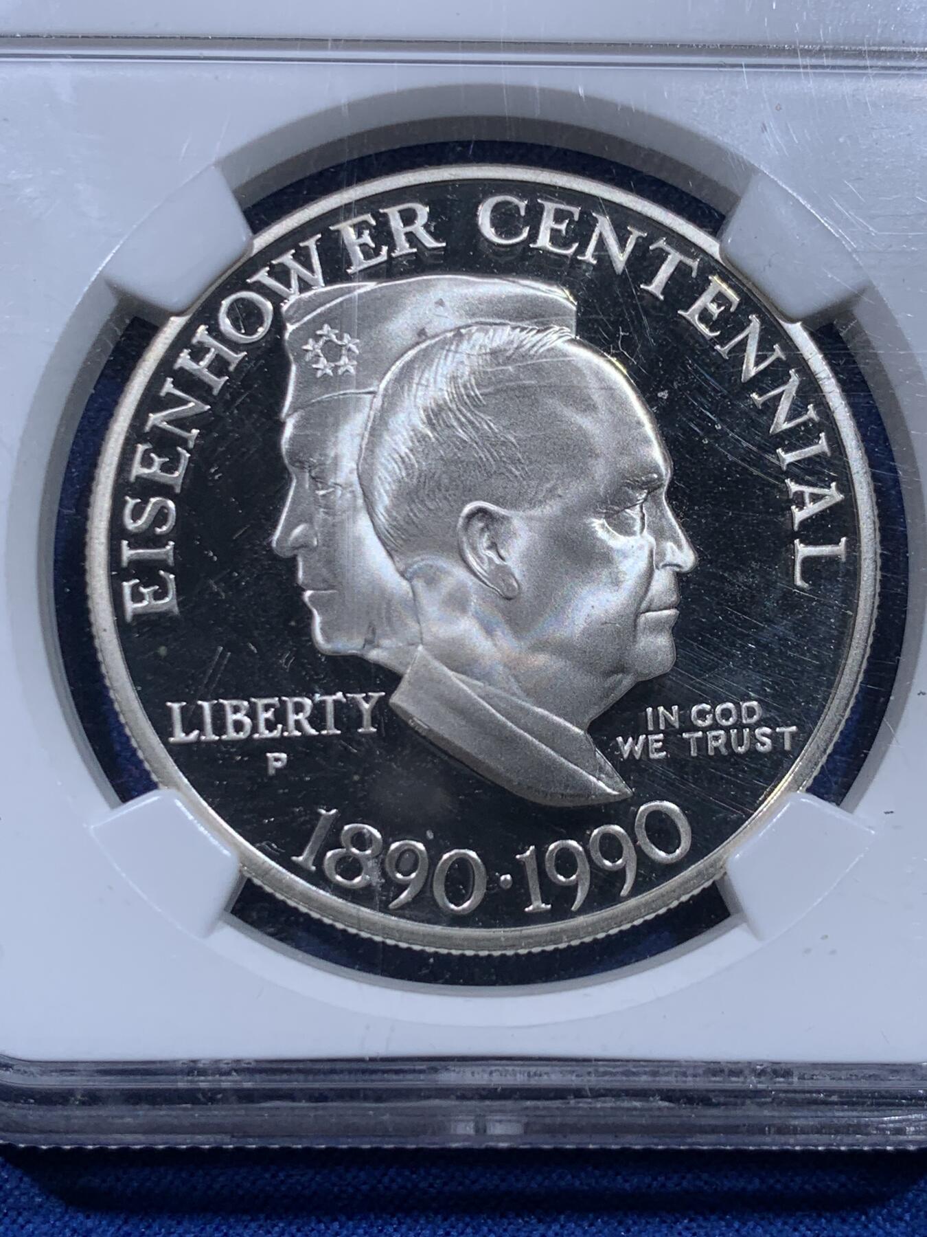 《竞宝斋》第437场 周日，周一2场连拍 （全场包邮） NGC PF69UC 美国1990年艾森豪威尔1美元精制银币