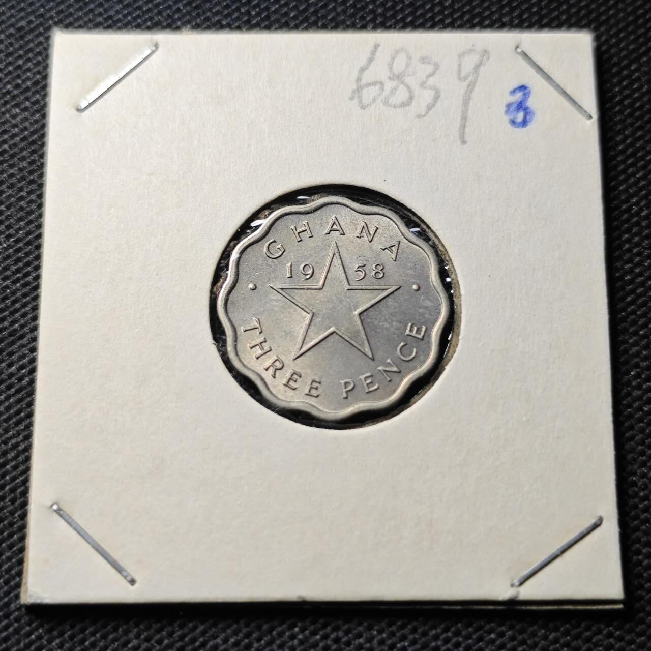 KK钱币收藏小铺  第368场  2月预留时间 周末发货  1958加纳3便士 好品