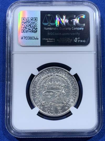 《竞宝斋》第437场 周日，周一2场连拍 （全场包邮） NGC MS63 瑞典1921年政治自由400周年2克朗银币 纪念瓦萨王朝建立者古斯塔夫一世发动起义反抗丹麦