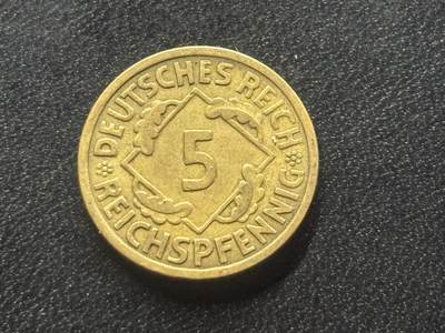 邮泉阁限时拍卖第三十五场 德国硬币专场（硬币在国外。请付邮费6元。） 德国魏玛共和国帝国马克1925年5芬尼A版