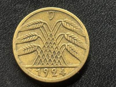 邮泉阁限时拍卖第三十五场 德国硬币专场（硬币在国外。请付邮费6元。） - 德国魏玛共和国地租马克1924年5芬尼J版