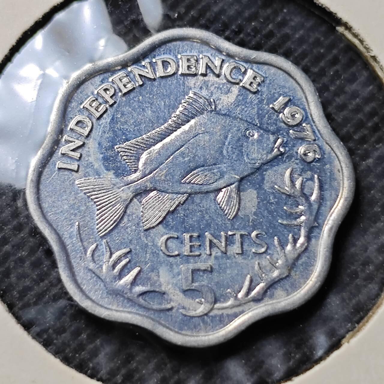 KK钱币收藏小铺  第368场  2月预留时间 周末发货  1976塞舌尔5分