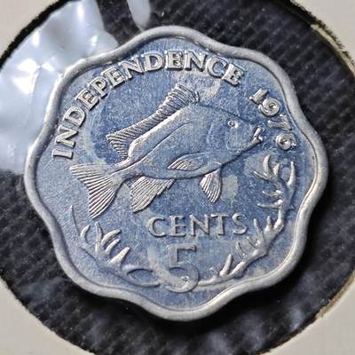 KK钱币收藏小铺  第368场  2月预留时间 周末发货 -  1976塞舌尔5分