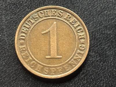 邮泉阁限时拍卖第三十五场 德国硬币专场（硬币在国外。请付邮费6元。） 德国魏玛共和国帝国马克1925年1芬尼J版