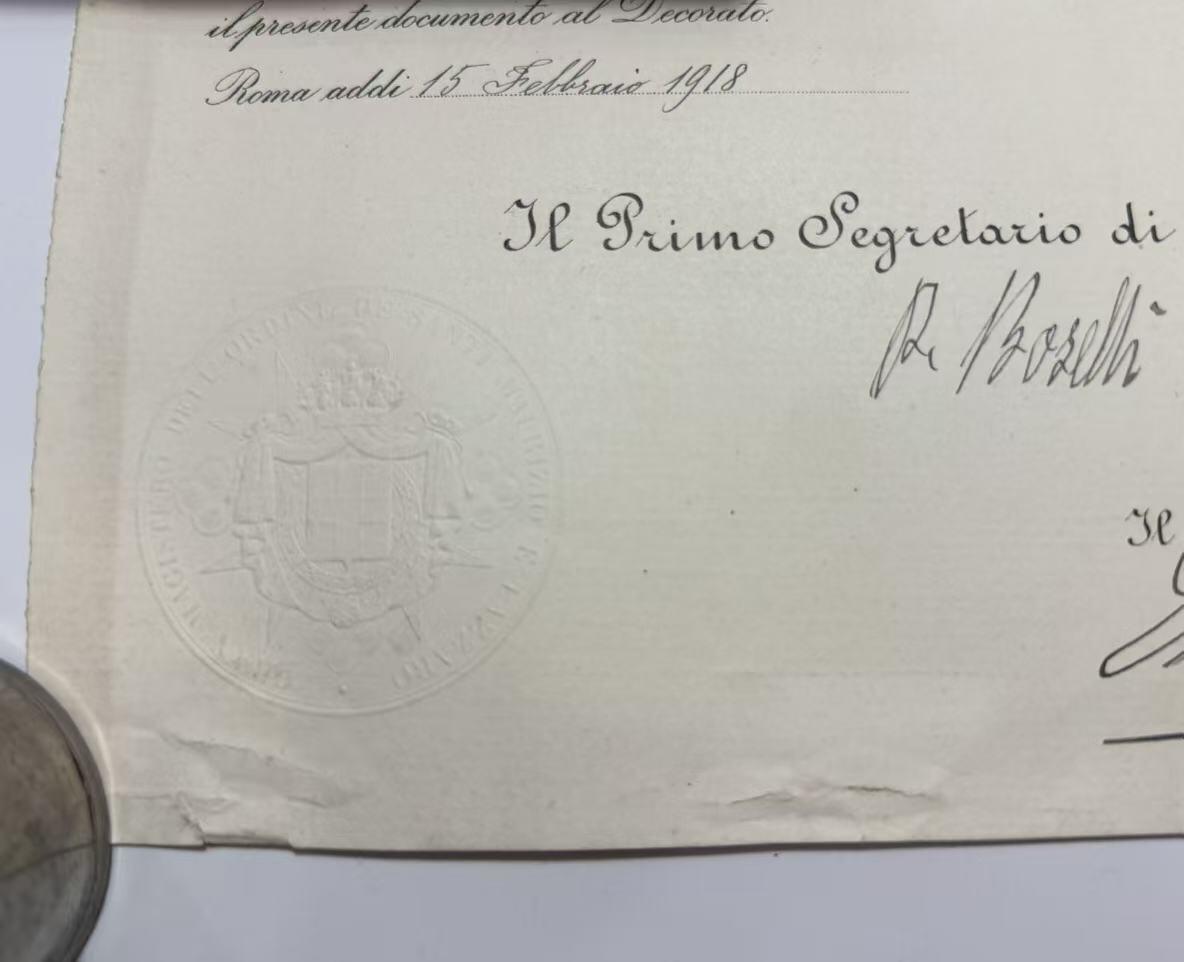 韵星假日精品2025秋季军品类拍卖会-- Rimey Holidays Boutique 2025 Autumn Militaria Sale 意大利首相亲签 英国皇家海军军官奥罗科德的军官级“圣莫里斯与圣拉撒路”勋章