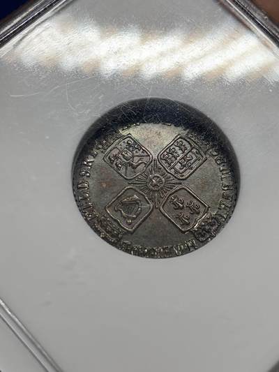《竞宝斋》第437场 周日，周一2场连拍 （全场包邮） NGC MS63 英国 1758年 乔治二世末年六便士银币 双面原味深彩包浆 镜面感十足 没有黑麻子 全深打 值得关注