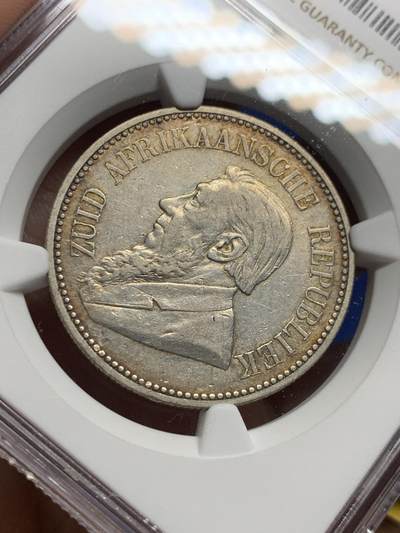 《竞宝斋》第437场 周日，周一2场连拍 （全场包邮） NGC XF45 南非德兰士瓦1892年约翰内斯·保卢斯·克鲁格总统2.5先令银币 925银