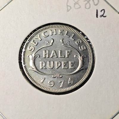 KK钱币收藏小铺  第368场  2月预留时间 周末发货 -  1974塞舌尔50分 好品