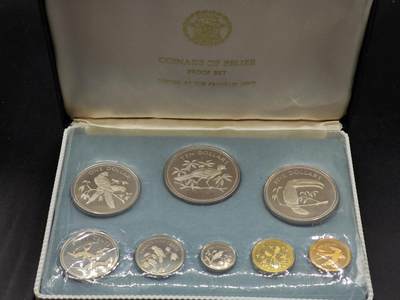 【淘币小摊】实时拍第七百九十五拍   银币套币场   满百包邮可预留二周 每周一统一发货   - 伯利兹1974年精制套币原盒原证